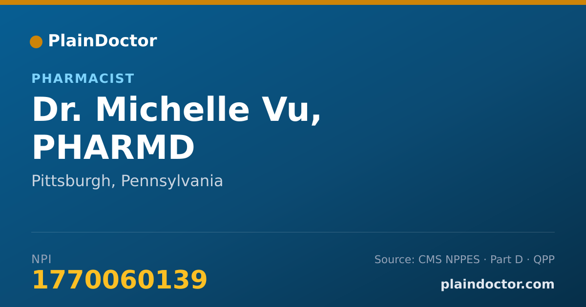 Shareable card for Michelle Vu, PHARMD - Pharmacist, Pittsburgh, PA