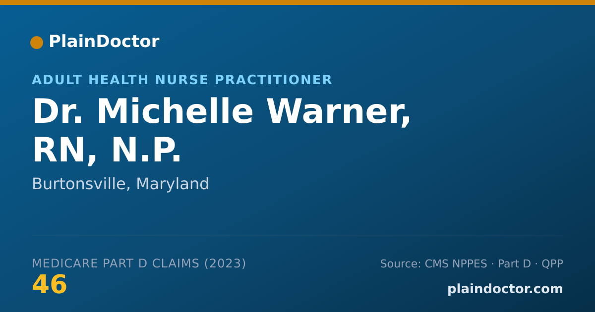 Shareable card for Michelle Warner, RN, N.P. - Adult Health Nurse Practitioner, Burtonsville, MD