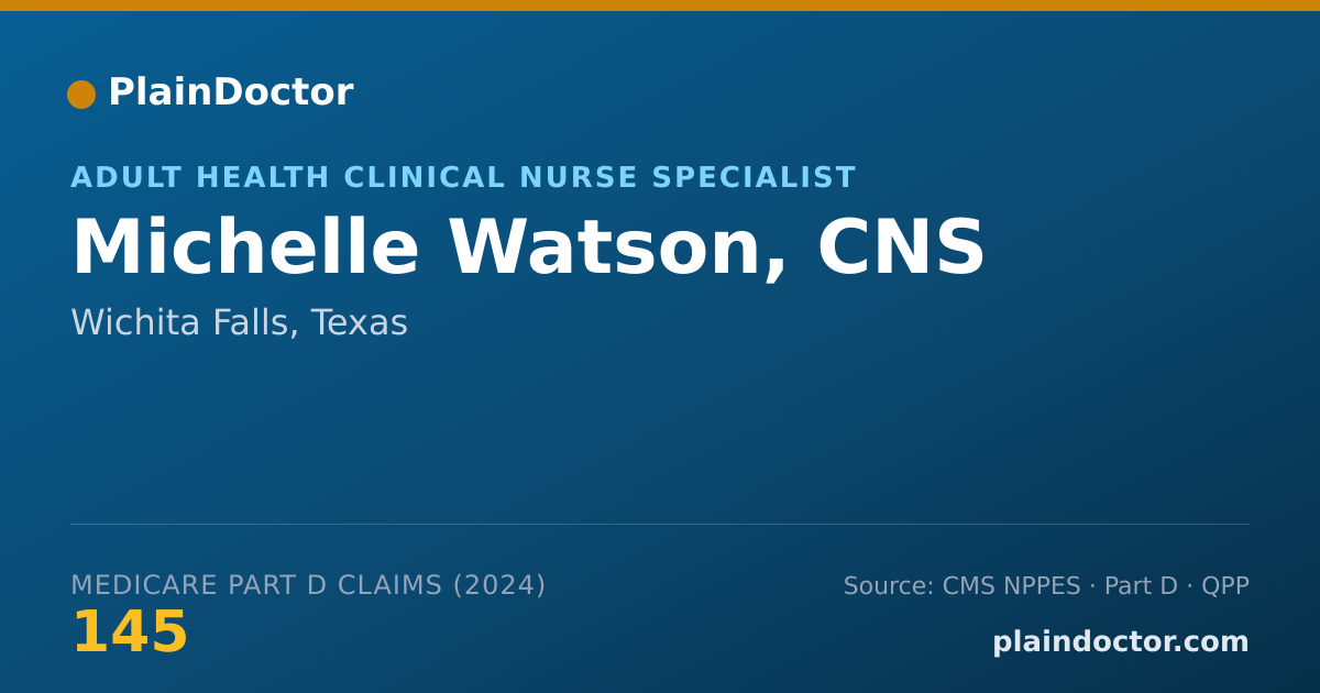 Shareable card for Michelle Watson, CNS - Adult Health Clinical Nurse Specialist, Wichita Falls, TX