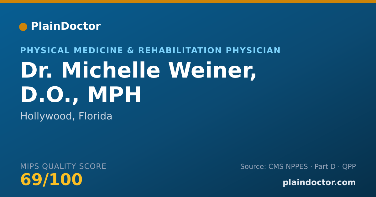 Shareable card for Michelle Weiner, D.O., MPH - Physical Medicine & Rehabilitation Physician, Hollywood, FL