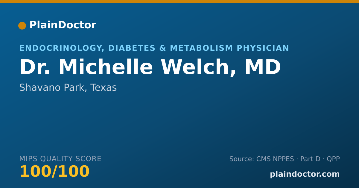 Shareable card for Michelle Welch, MD - Endocrinology, Diabetes & Metabolism Physician, Shavano Park, TX