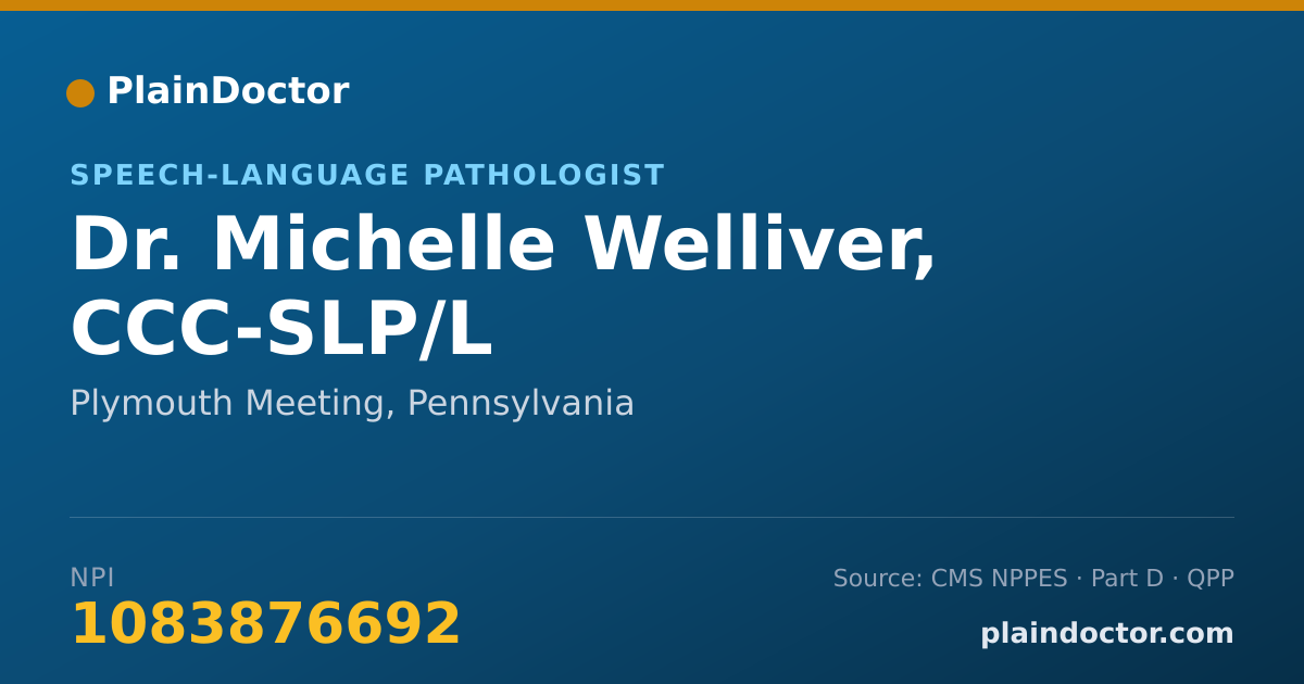 Shareable card for Michelle Welliver, CCC-SLP/L - Speech-Language Pathologist, Plymouth Meeting, PA