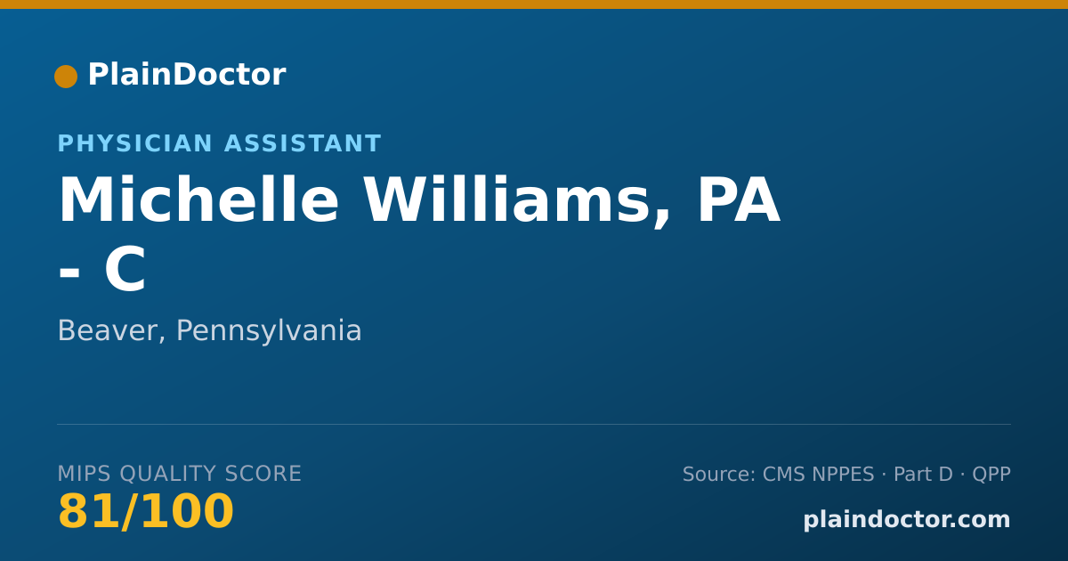 Shareable card for Michelle Williams, PA - C - Medical Physician Assistant, Beaver, PA