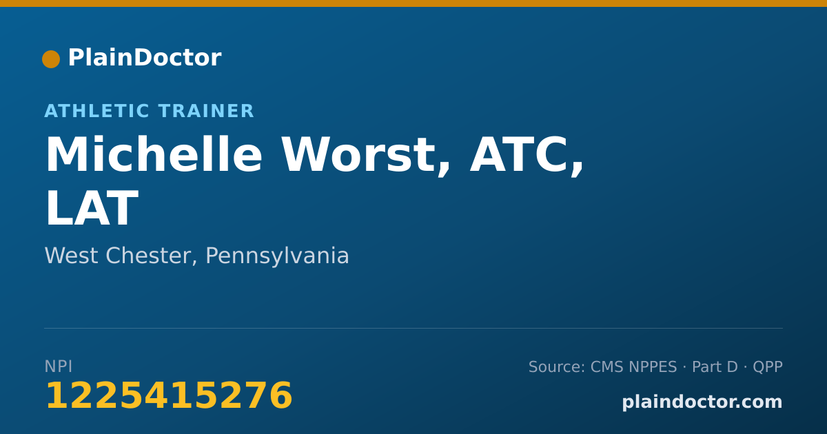 Shareable card for Michelle Worst, ATC, LAT - Athletic Trainer, West Chester, PA