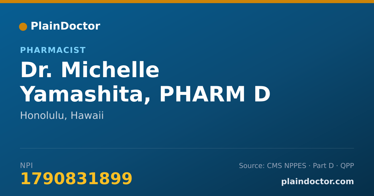 Shareable card for Michelle Yamashita, PHARM D - Pharmacist, Honolulu, HI