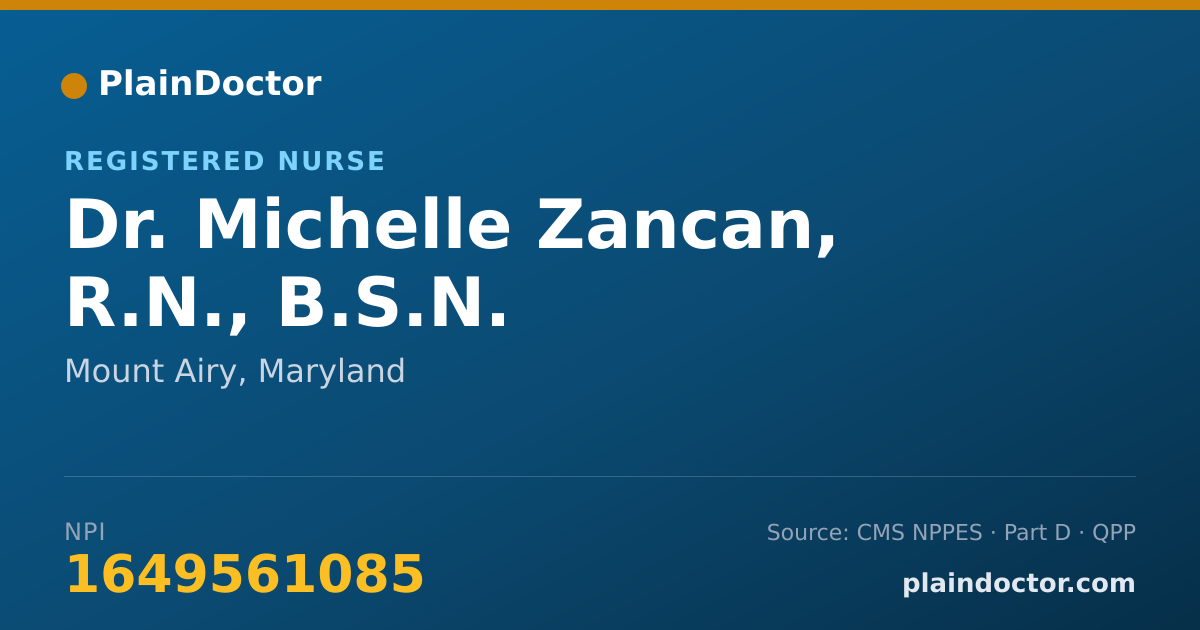 Shareable card for Michelle Zancan, R.N., B.S.N. - Registered Nurse, Mount Airy, MD