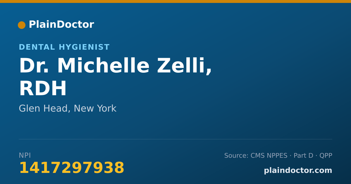 Shareable card for Michelle Zelli, RDH - Dental Hygienist, Glen Head, NY