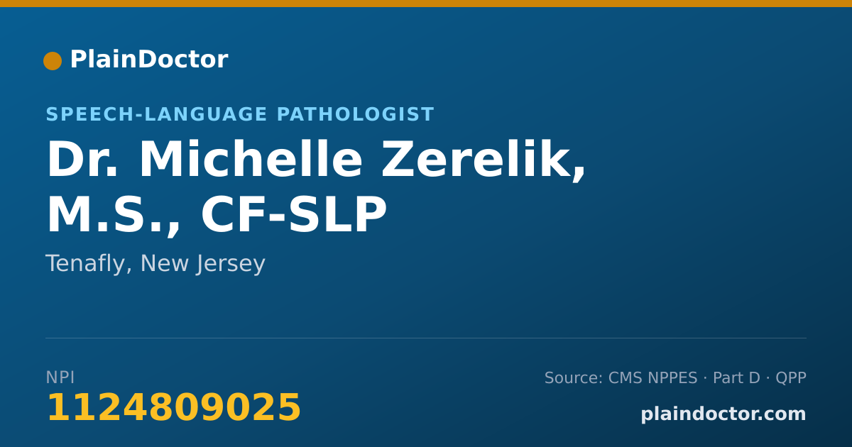 Shareable card for Michelle Zerelik, M.S., CF-SLP - Speech-Language Pathologist, Tenafly, NJ