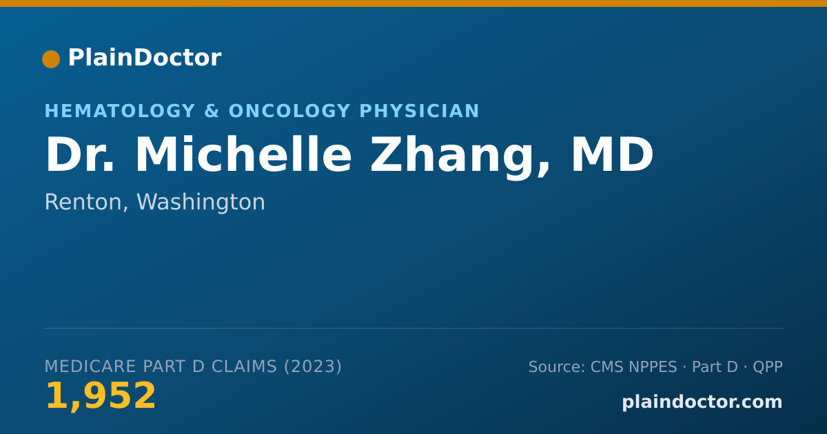 Shareable card for Michelle Zhang, MD - Hematology & Oncology Physician, Renton, WA