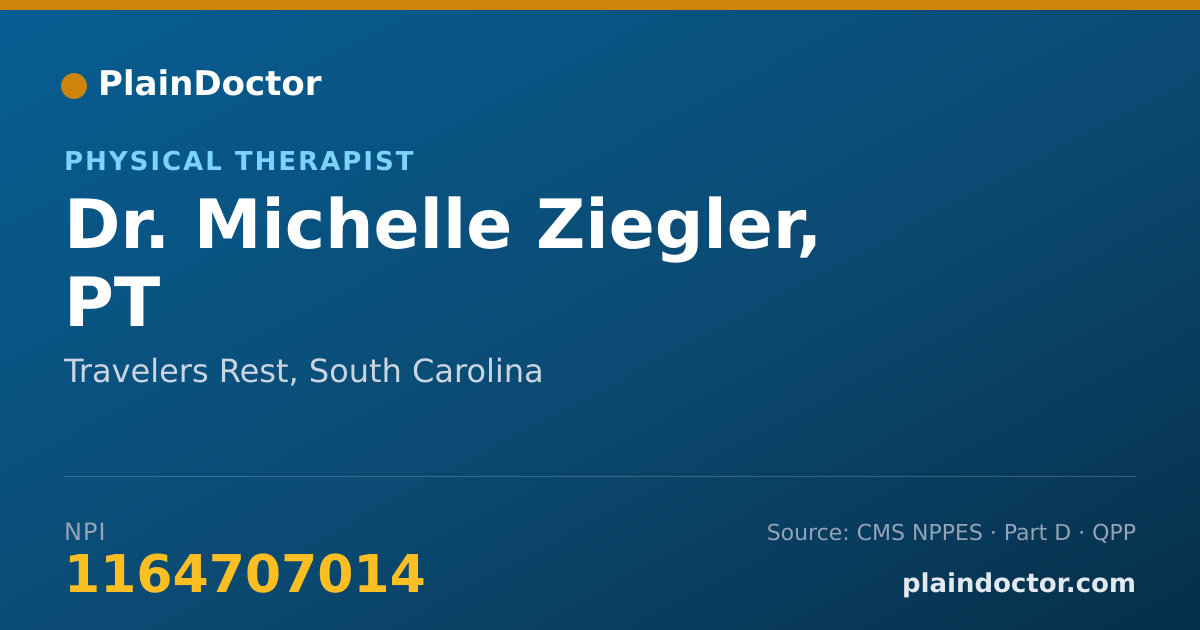 Shareable card for Michelle Ziegler, PT - Physical Therapist, Travelers Rest, SC