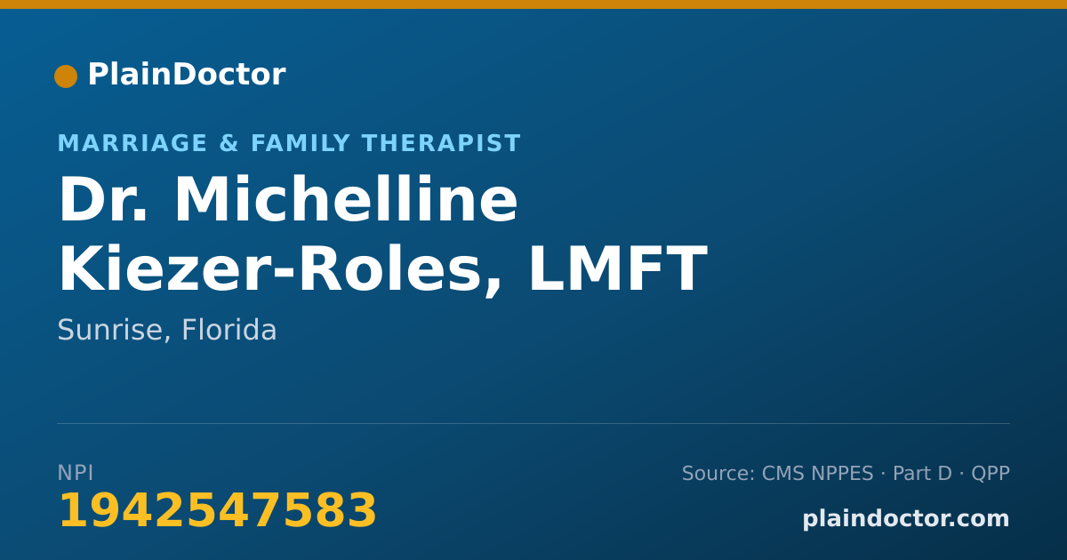 Shareable card for Michelline Kiezer-Roles, LMFT - Marriage & Family Therapist, Sunrise, FL