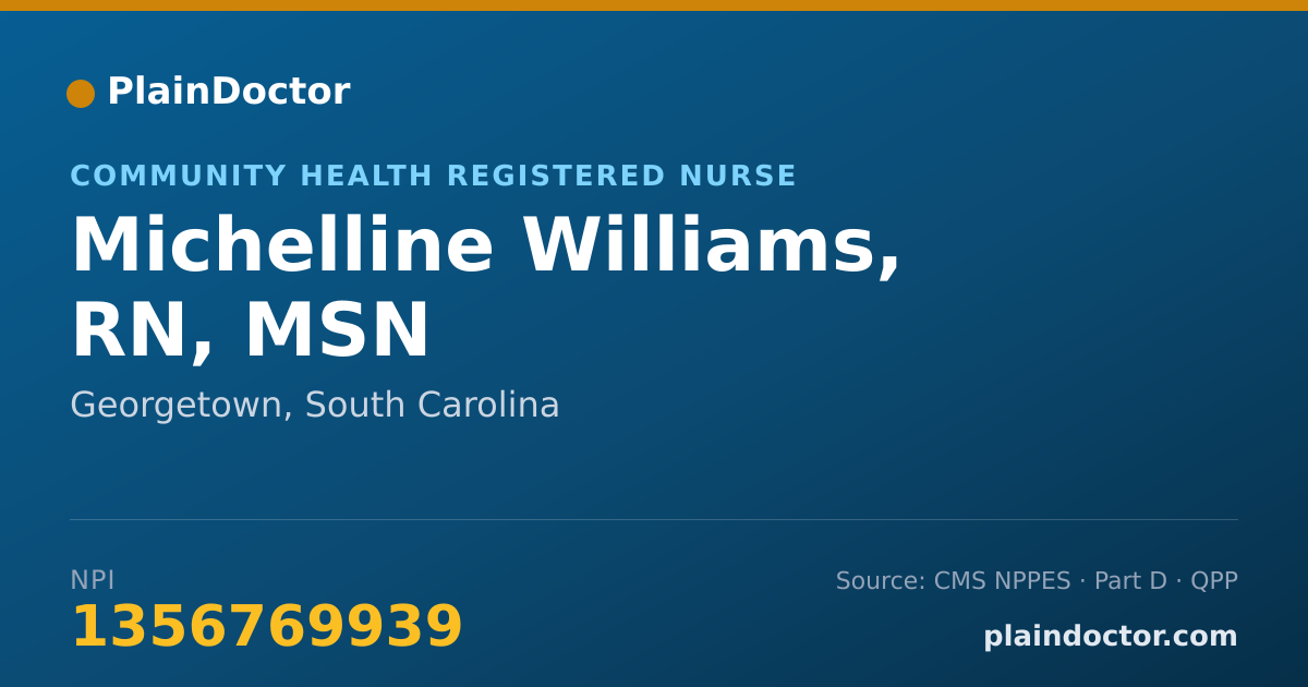 Shareable card for Michelline Williams, RN, MSN - Community Health Registered Nurse, Georgetown, SC
