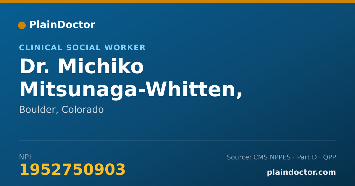 Shareable card for Michiko Mitsunaga-Whitten, LCSW - Clinical Social Worker, Boulder, CO