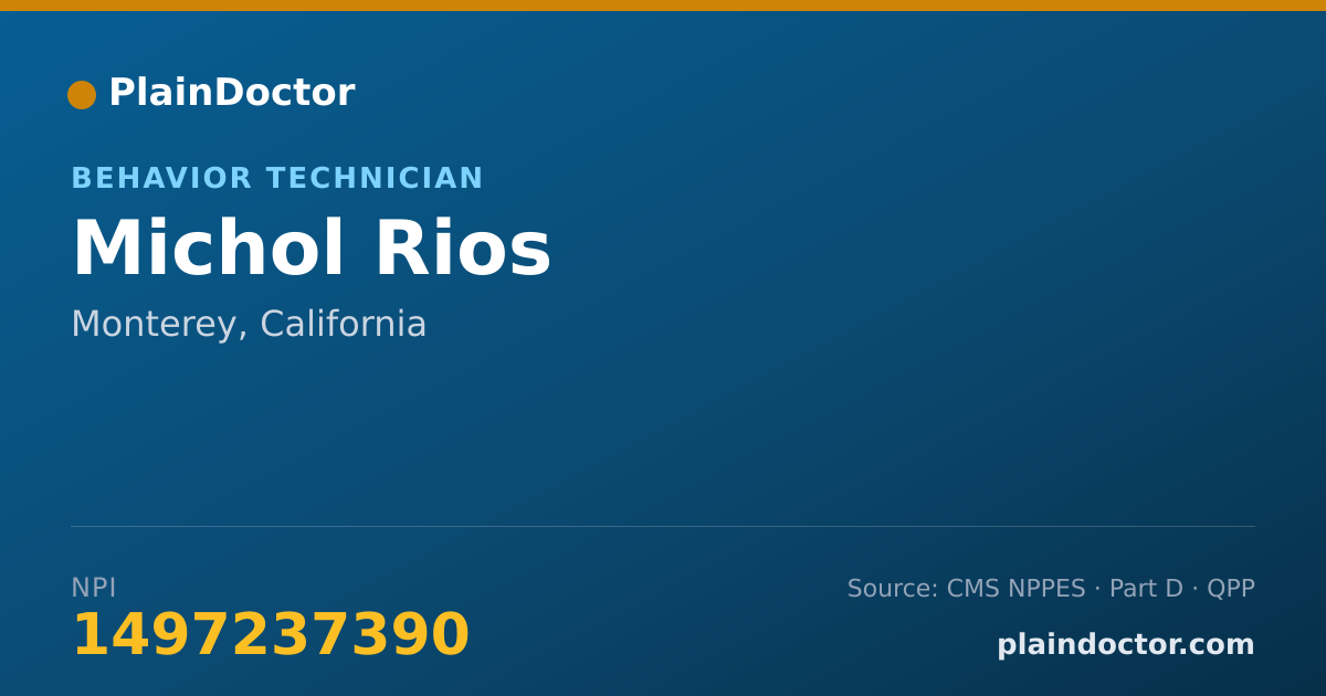 Shareable card for Michol Rios - Behavior Technician, Monterey, CA