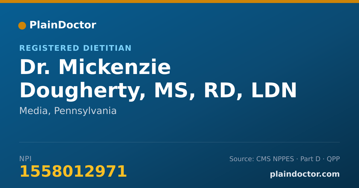 Shareable card for Mickenzie Dougherty, MS, RD, LDN - Registered Dietitian, Media, PA