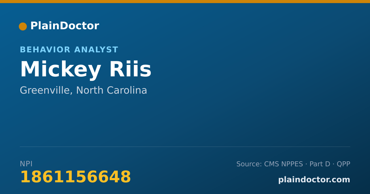 Shareable card for Mickey Riis - Behavior Analyst, Greenville, NC