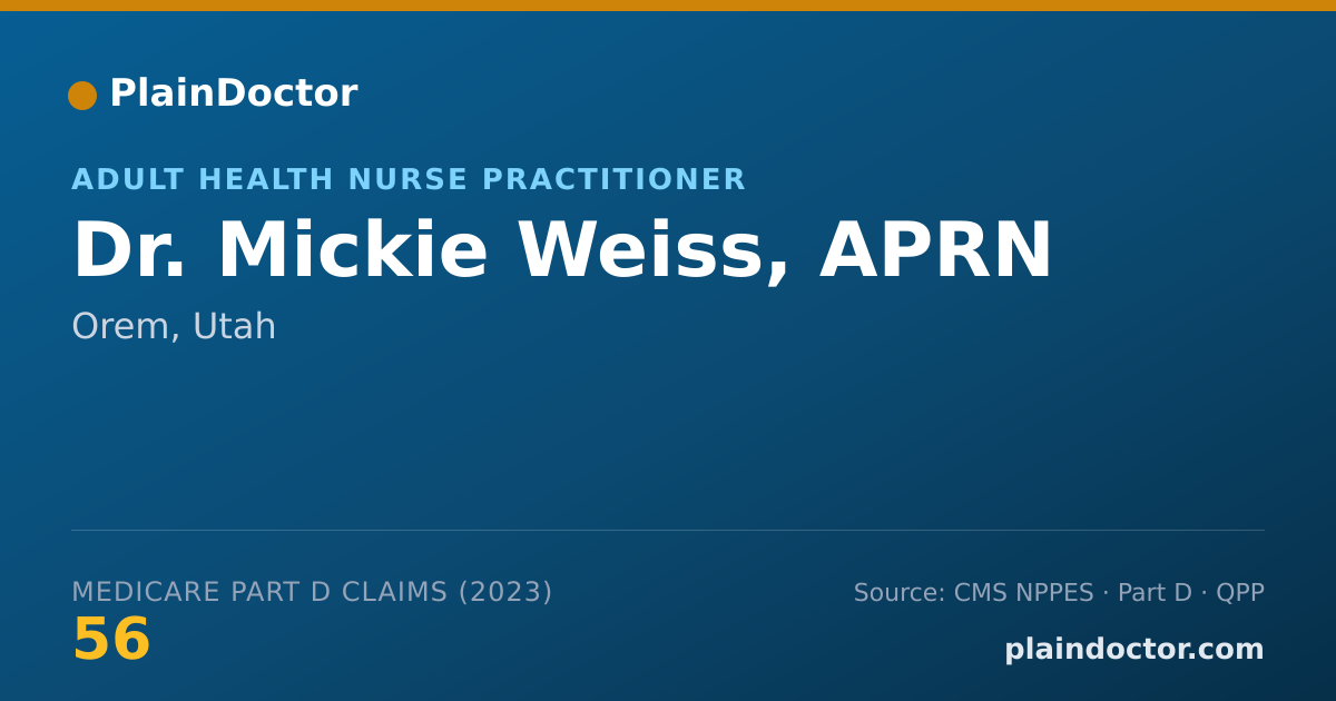 Shareable card for Mickie Weiss, APRN - Adult Health Nurse Practitioner, Orem, UT