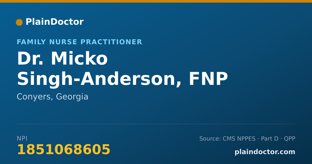 Shareable card for Micko Singh-Anderson, FNP - Family Nurse Practitioner, Conyers, GA