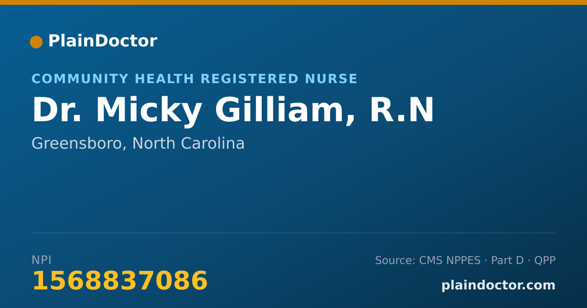 Shareable card for Micky Gilliam, R.N - Community Health Registered Nurse, Greensboro, NC