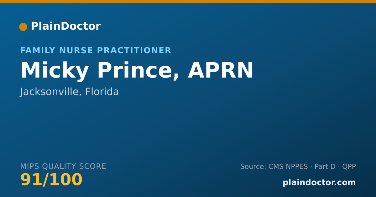Shareable card for Micky Prince, APRN - Family Nurse Practitioner, Jacksonville, FL