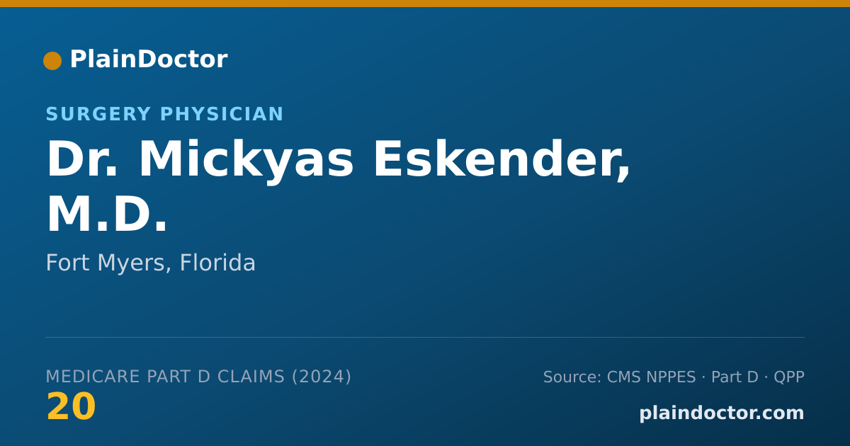 Shareable card for Mickyas Eskender, M.D. - Surgery Physician, Fort Myers, FL