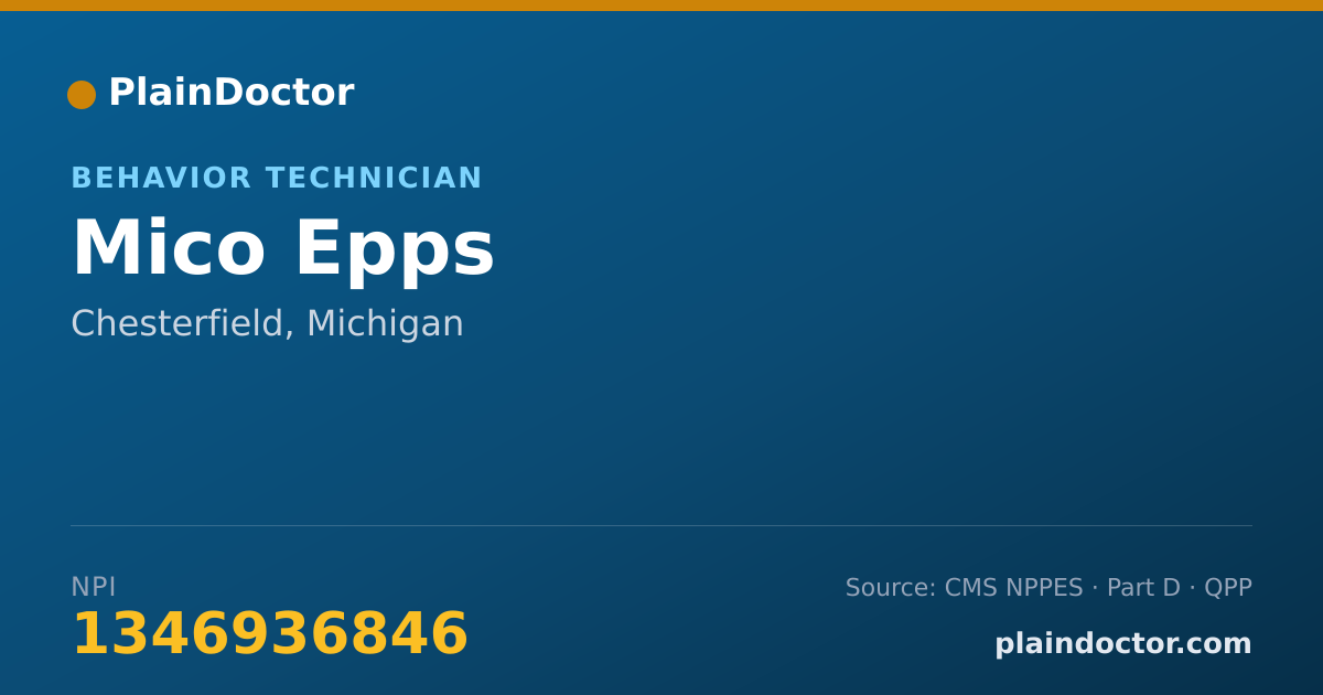 Shareable card for Mico Epps - Behavior Technician, Chesterfield, MI