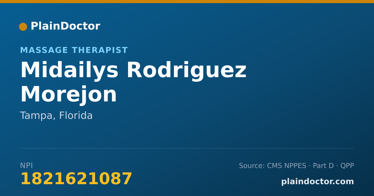Shareable card for Midailys Rodriguez Morejon - Massage Therapist, Tampa, FL