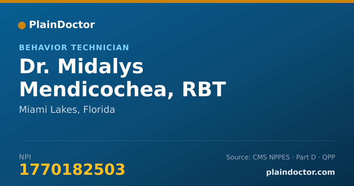 Shareable card for Midalys Mendicochea, RBT - Behavior Technician, Miami Lakes, FL