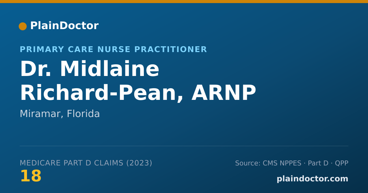 Shareable card for Midlaine Richard-Pean, ARNP - Primary Care Nurse Practitioner, Miramar, FL
