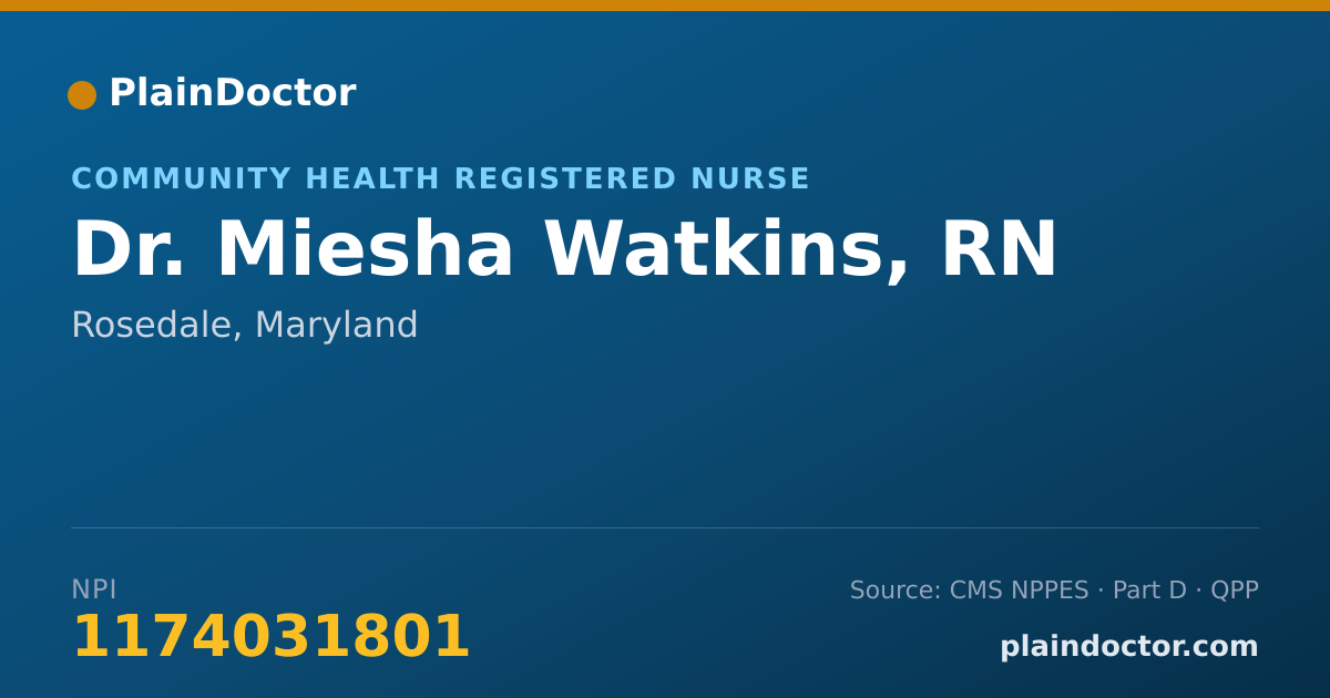 Shareable card for Miesha Watkins, RN - Community Health Registered Nurse, Rosedale, MD