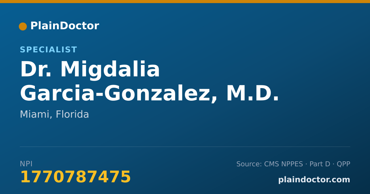Shareable card for Migdalia Garcia-Gonzalez, M.D. - Specialist, Miami, FL
