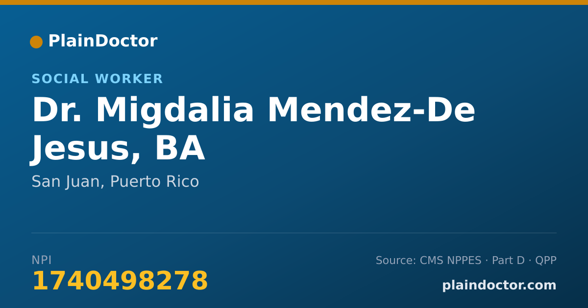 Shareable card for Migdalia Mendez-De Jesus, BA - Social Worker, San Juan, PR