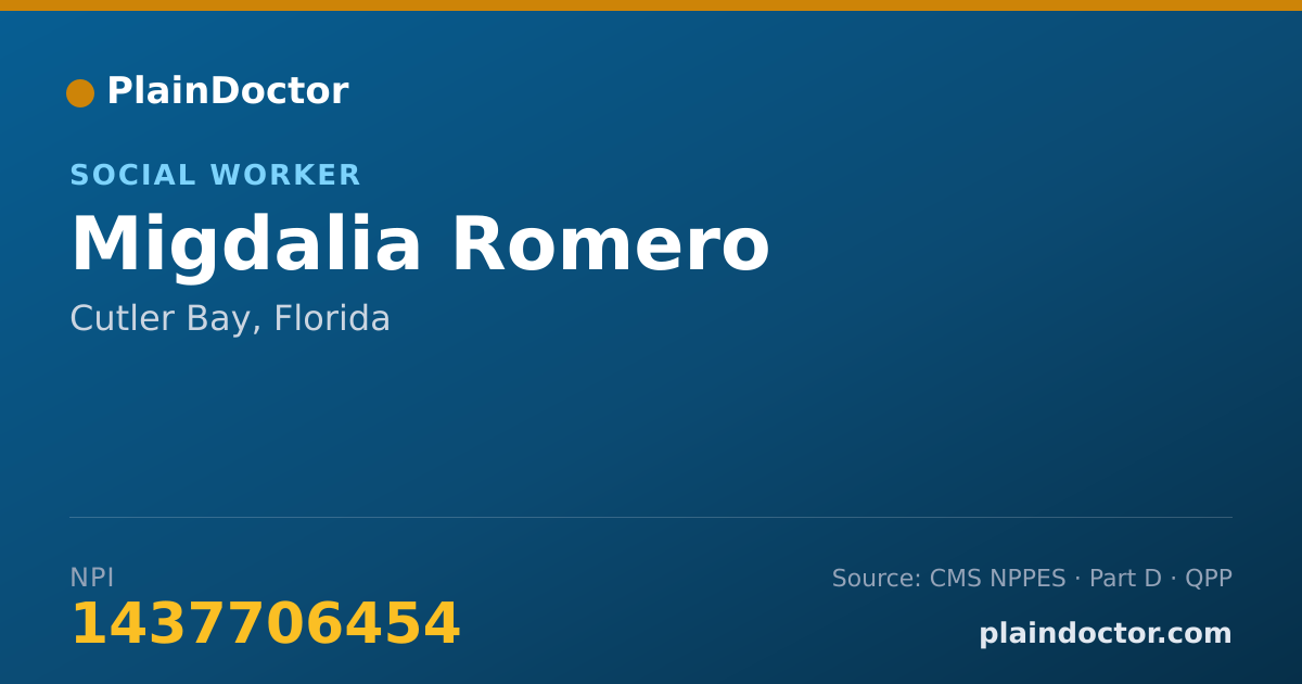 Shareable card for Migdalia Romero - Social Worker, Cutler Bay, FL