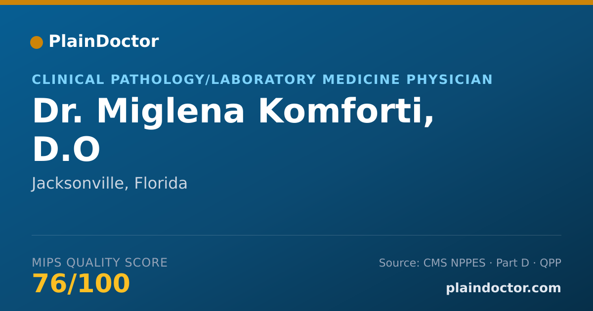 Shareable card for Miglena Komforti, D.O - Clinical Pathology/Laboratory Medicine Physician, Jacksonville, FL