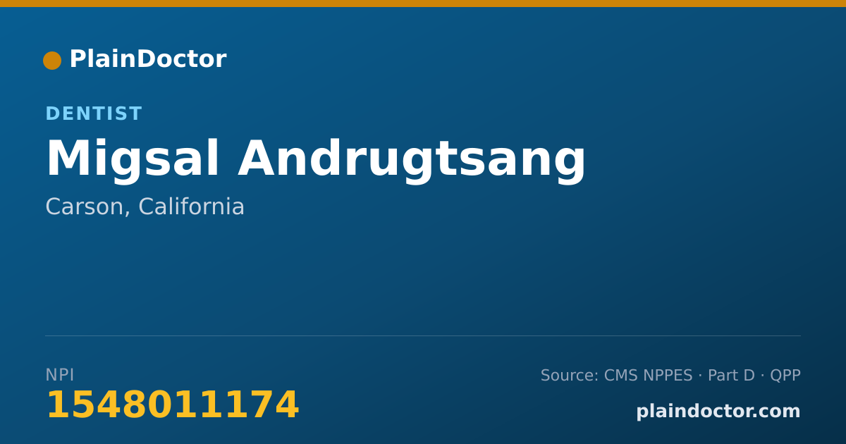 Shareable card for Migsal Andrugtsang - Dentist, Carson, CA