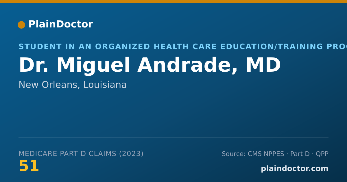 Shareable card for Miguel Andrade, MD - Student in an Organized Health Care Education/Training Program, New Orleans, LA