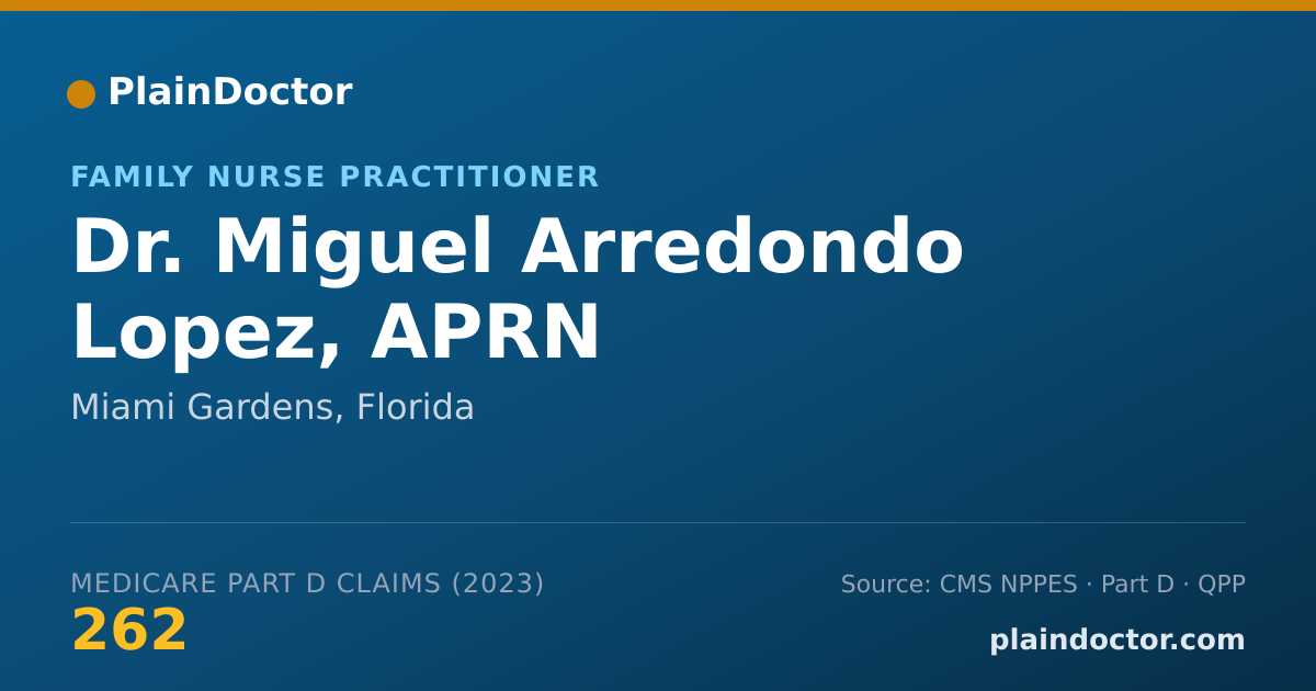 Shareable card for Miguel Arredondo Lopez, APRN - Family Nurse Practitioner, Miami Gardens, FL