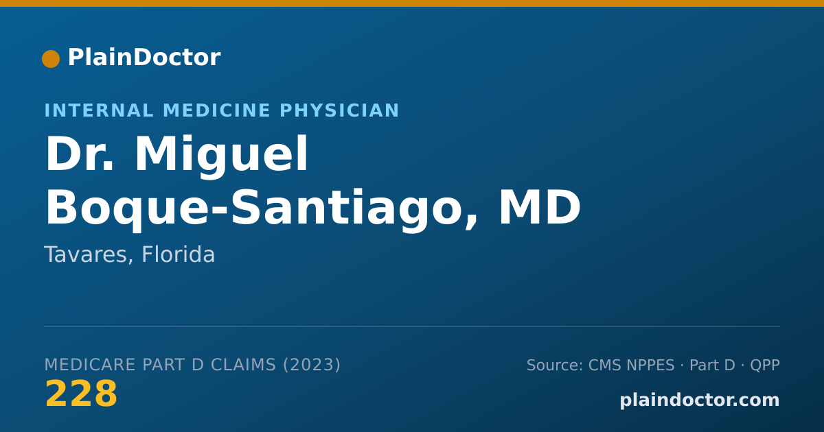 Shareable card for Miguel Boque-Santiago, MD - Internal Medicine Physician, Tavares, FL