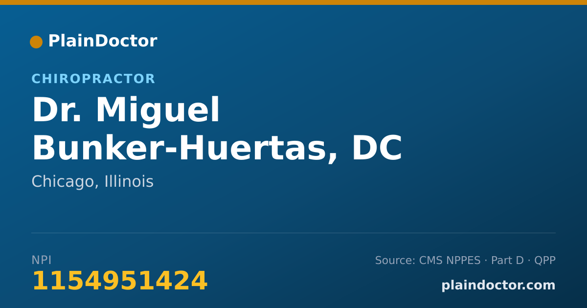 Shareable card for Miguel Bunker-Huertas, DC - Chiropractor, Chicago, IL