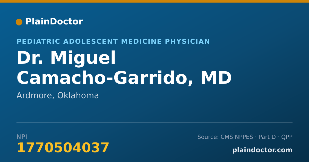 Shareable card for Miguel Camacho-Garrido, MD - Pediatric Adolescent Medicine Physician, Ardmore, OK