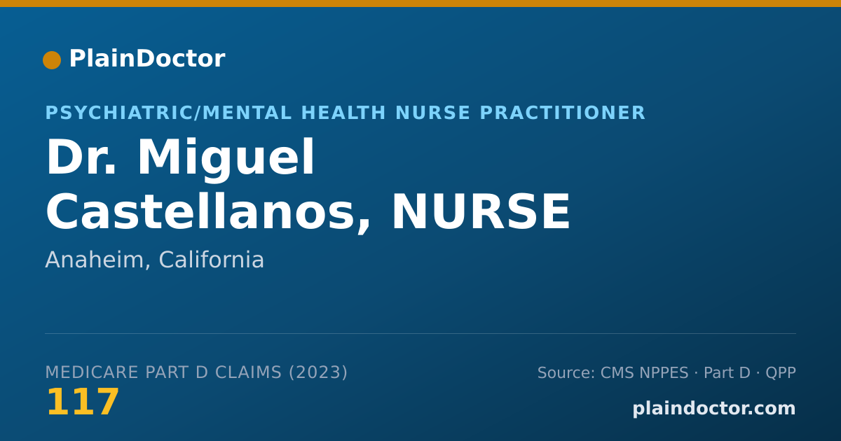 Shareable card for Miguel Castellanos, NURSE PRACTITIONER - Psychiatric/Mental Health Nurse Practitioner, Anaheim, CA