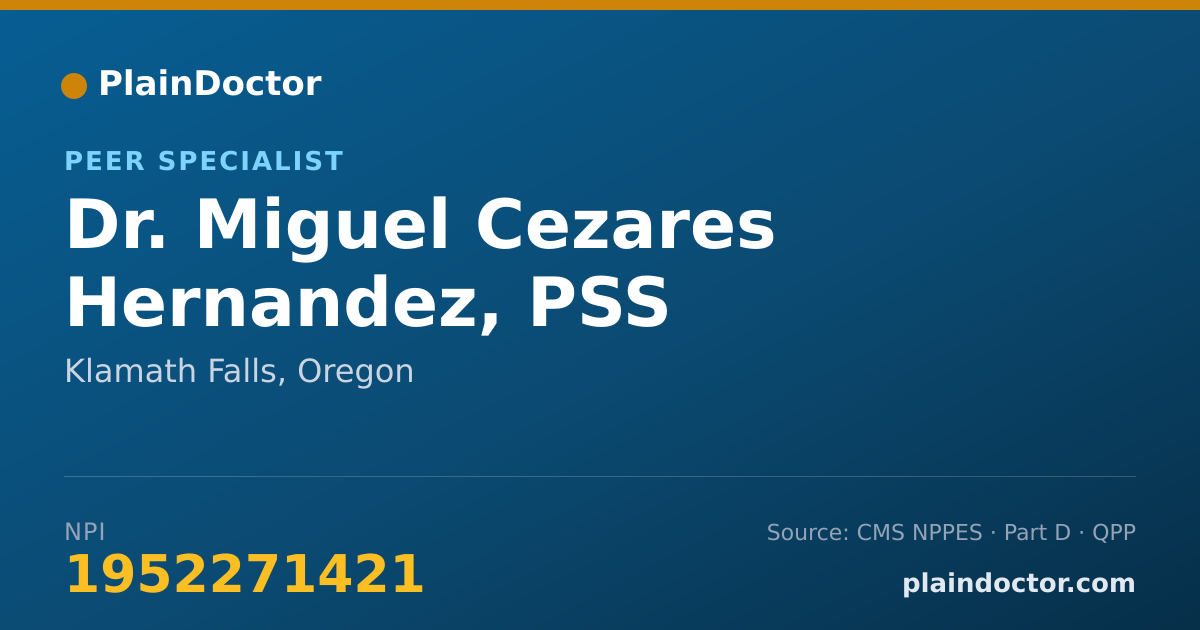 Shareable card for Miguel Cezares Hernandez, PSS - Peer Specialist, Klamath Falls, OR