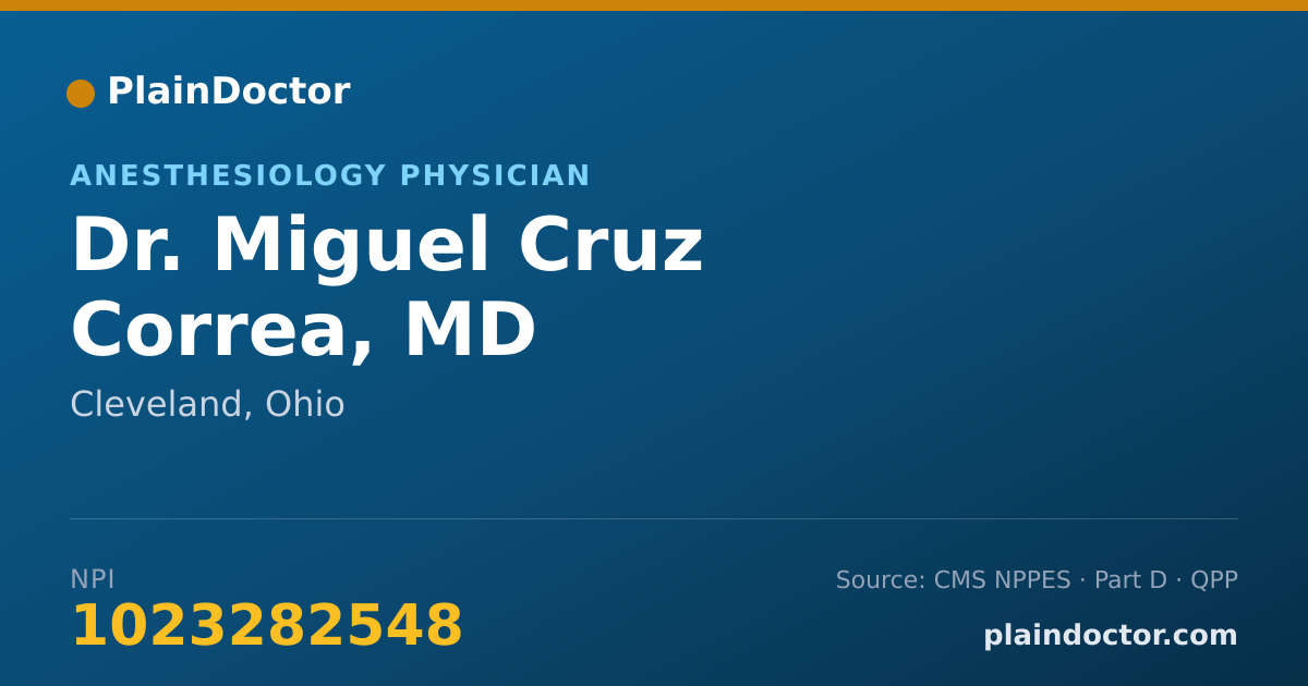 Shareable card for Miguel Cruz Correa, MD - Anesthesiology Physician, Cleveland, OH