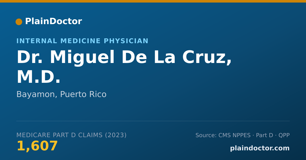 Shareable card for Miguel De La Cruz, M.D. - Internal Medicine Physician, Bayamon, PR