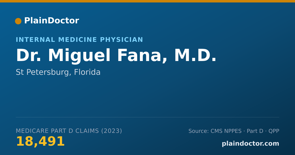 Shareable card for Miguel Fana, M.D. - Internal Medicine Physician, St Petersburg, FL