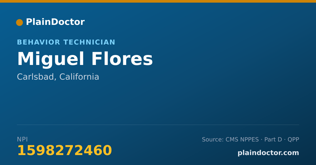 Shareable card for Miguel Flores - Behavior Technician, Carlsbad, CA