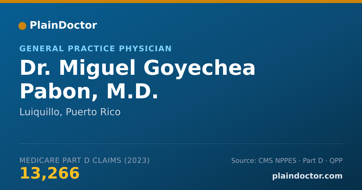 Shareable card for Miguel Goyechea Pabon, M.D. - General Practice Physician, Luiquillo, PR