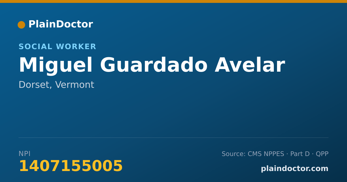 Shareable card for Miguel Guardado Avelar - Social Worker, Dorset, VT