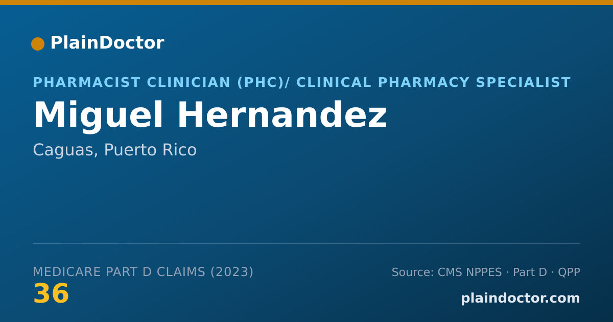 Shareable card for Miguel Hernandez - Pharmacist Clinician (PhC)/ Clinical Pharmacy Specialist, Caguas, PR