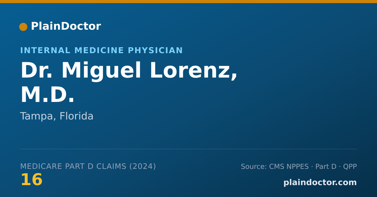 Shareable card for Miguel Lorenz, M.D. - Internal Medicine Physician, Tampa, FL